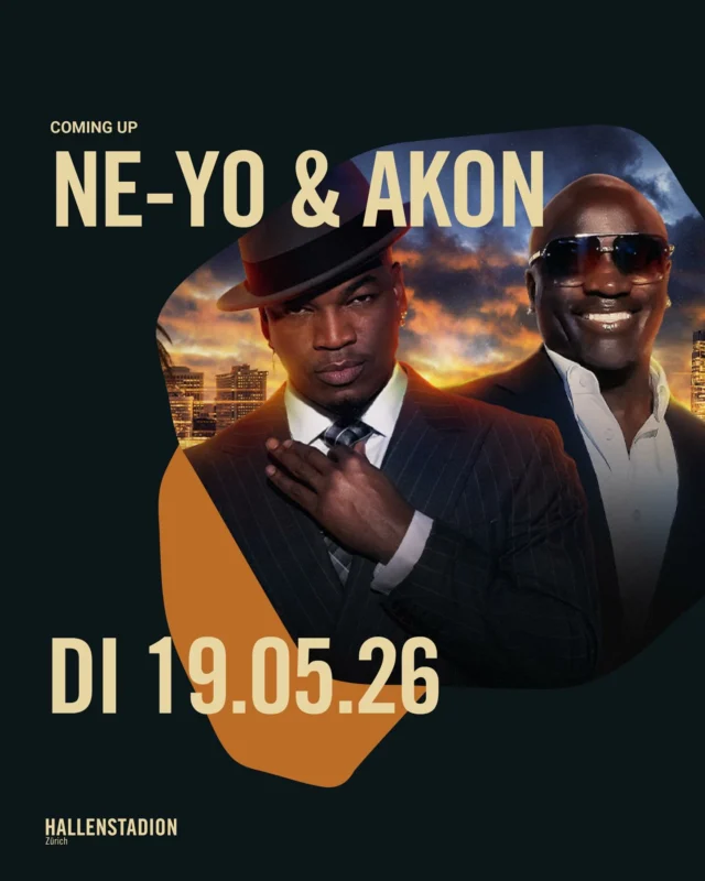 Two icons. One night. ✨🔥

NE-YO & AKON live im Hallenstadion Zürich

📅 19.05.26
🎟️ General On Sale: 30.01. um 10:00 Uhr

@livenationch @akon @neyo 

Don’t miss this unforgettable R&B & Hip-Hop Night!

#neyo #akon #konzert #hallenstadionzürich